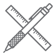 Icon of a crossed pencil and ruler representing architectural design